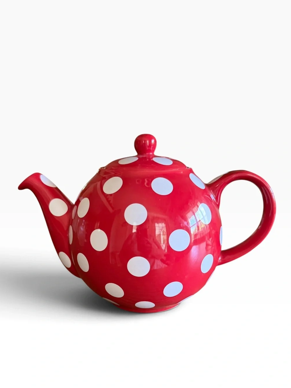 London Pottery Polka Dot Globe Teapot Red White David Birch Design